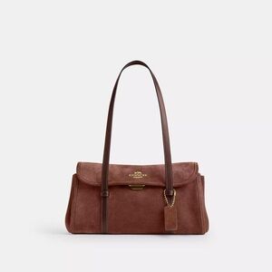 NWT Coach Bridget Flap Shoulder Bag Suede Leather Maple Vintage Brown CDB06